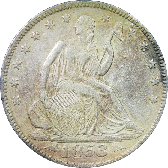 1853 Seated Liberty half dollar